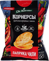 Чипсы Dr.Korner Цельнозер-кукуруз-рисовые с паприкой и чили 50 гр*14