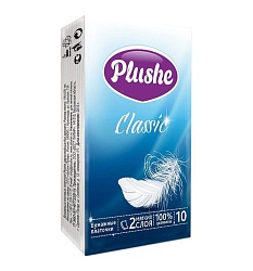 Платочки бумажные Plushe Classic Standart 2 слоя,10листов,10 в упаковке,28 упаковки в коробке