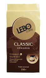 Кофе жареный молотый Арабика среднеоб. брикет "LEBO Classic" 250г.12шт.