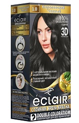 ECLAIR Стойкая крем-краска д|волос 3D  тон 1.0 Королевский черный 12шт/уп 322612