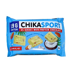 CHiKAlAb Белый  шоколад с миндалем и кокосовыми чипсами 100гр 4шт