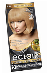 Краска для волос Eclair 3D тон 8.0 Светло-русый / 24шт