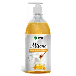 Жидкое крем-мыло "Milana" молоко и мед с дозатором (флакон 1000мл)  126101