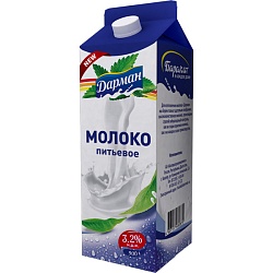 Молоко питьевое пастеризованное м.д.ж. 3,2 %, «Пюр-пак» 900 г.
