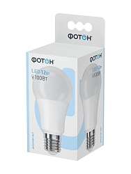ФОТОН Лампа светодиодная LED A60 12W E27 4000K 10/100
