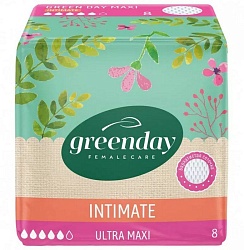 Прокладки женские 8шт Ultra Maxi Dry GREEN DAY *24