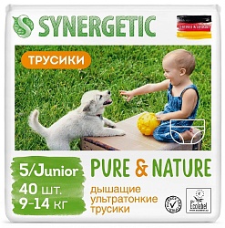Подгузники-трусики SYNERGETIC Pure&Nature 5/JUNIOR (9-14кг) 40шт*4
